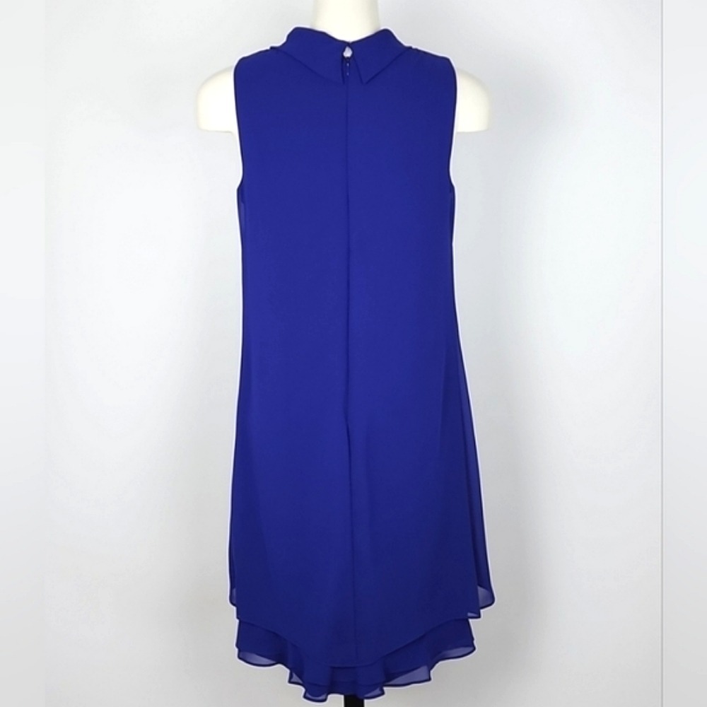 SLNY Women's Royal Blue Tiered Chiffon Sleeveless Shift Dress 6 - Picture 3 of 13